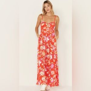 NWT FREE PEOPLE WOMEN'S WISTERIA FLORAL PRINT MAXI DRESS
